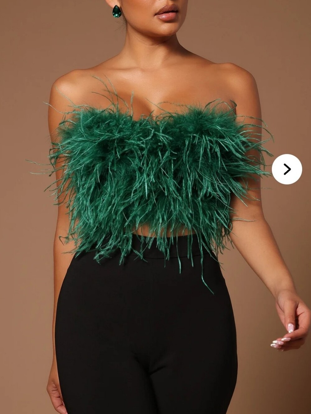 Fashion Nova Asalia Feathered Top - Emerald